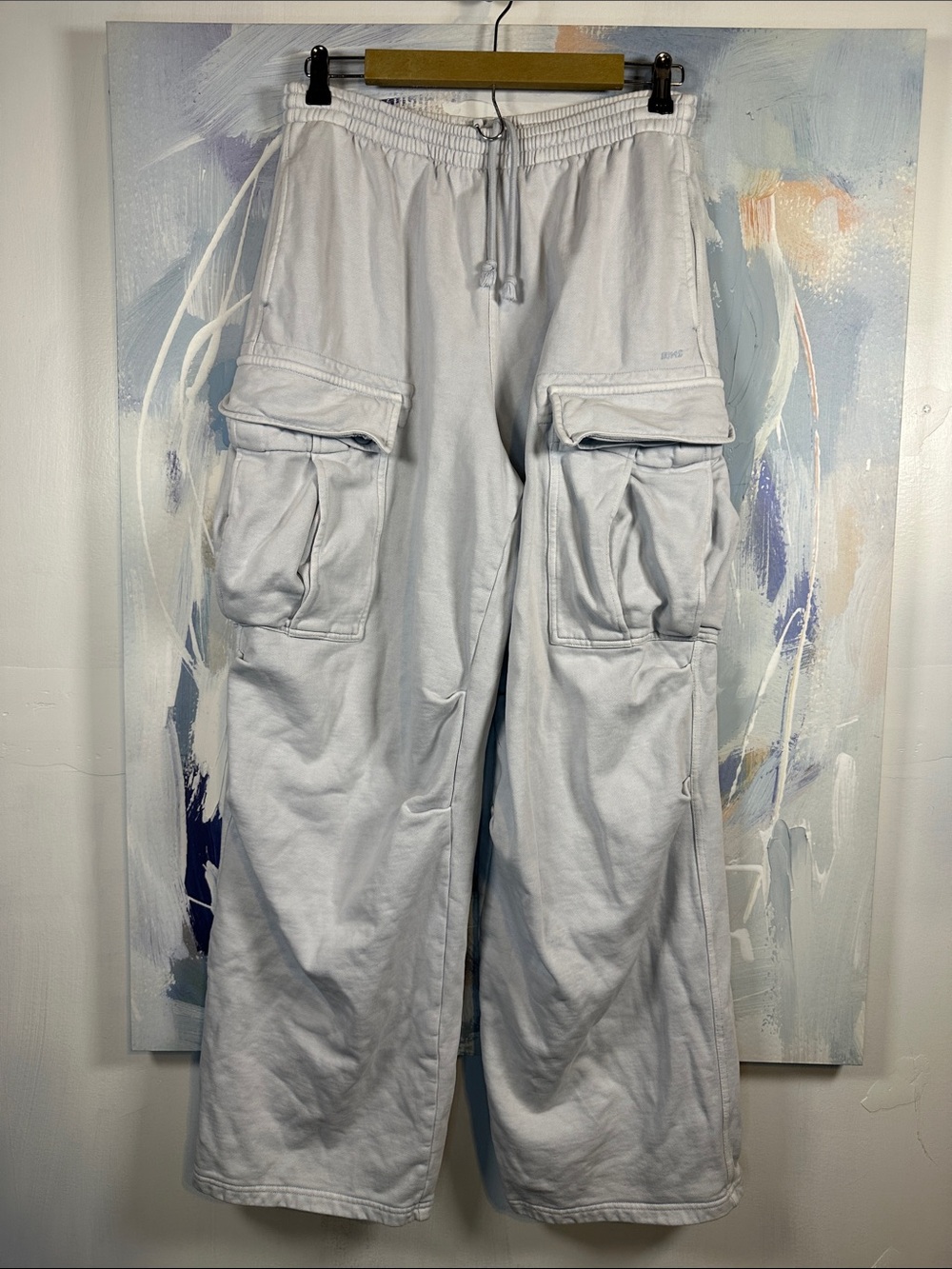 SKIMS Boyfriend Fleece Sweatpants Cargo White 100% Cotton Utility Pocket Pants S - Picture 6 of 14